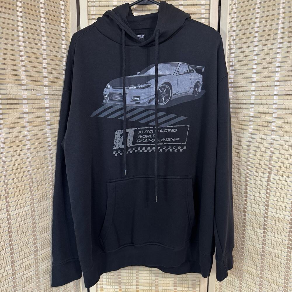 Hollywood The Jean People Black Hoodie Men's Medium Auto Racing Nissan Silvia